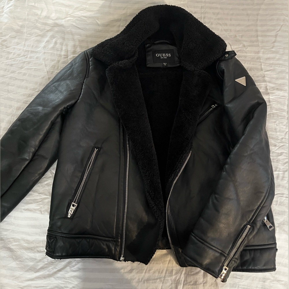 ❓GUESS❓Faux Leather Asymmetrical Moto Jacket